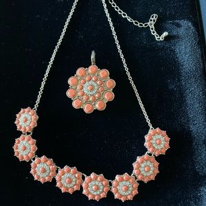 Beautiful necklace with matching pin/pendant.